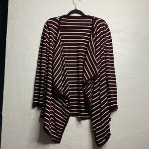 Staccato red and white‎ striped open shawl cardigan womens large office career